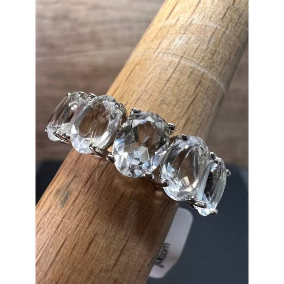 NEW Goshenite 5 stone Sterling silver ring size 8 - Picture 1 of 15